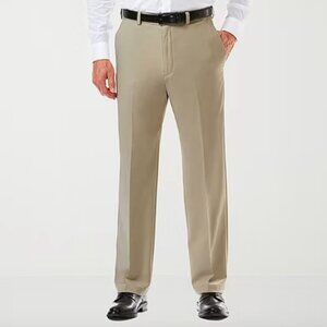 Haggar Cool 18 Pro Mens Classic Fit Flat Front Pant, Khaki Sz 38x29 925435